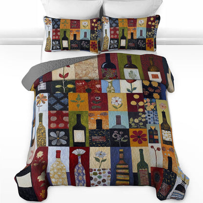 Shineful All Season Quilt 3-Piece Set Classical Wine Bottles