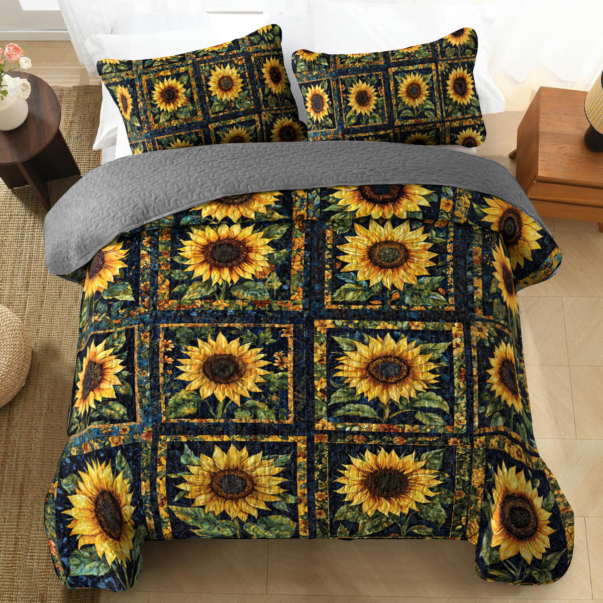 Shineful All Season Quilt 3-Piece Set Sunflower Dreamscapes