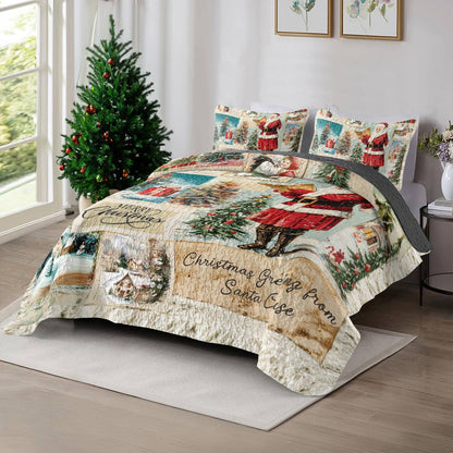 Shineful All Season Quilt 3-Piece Set Santa Greetings