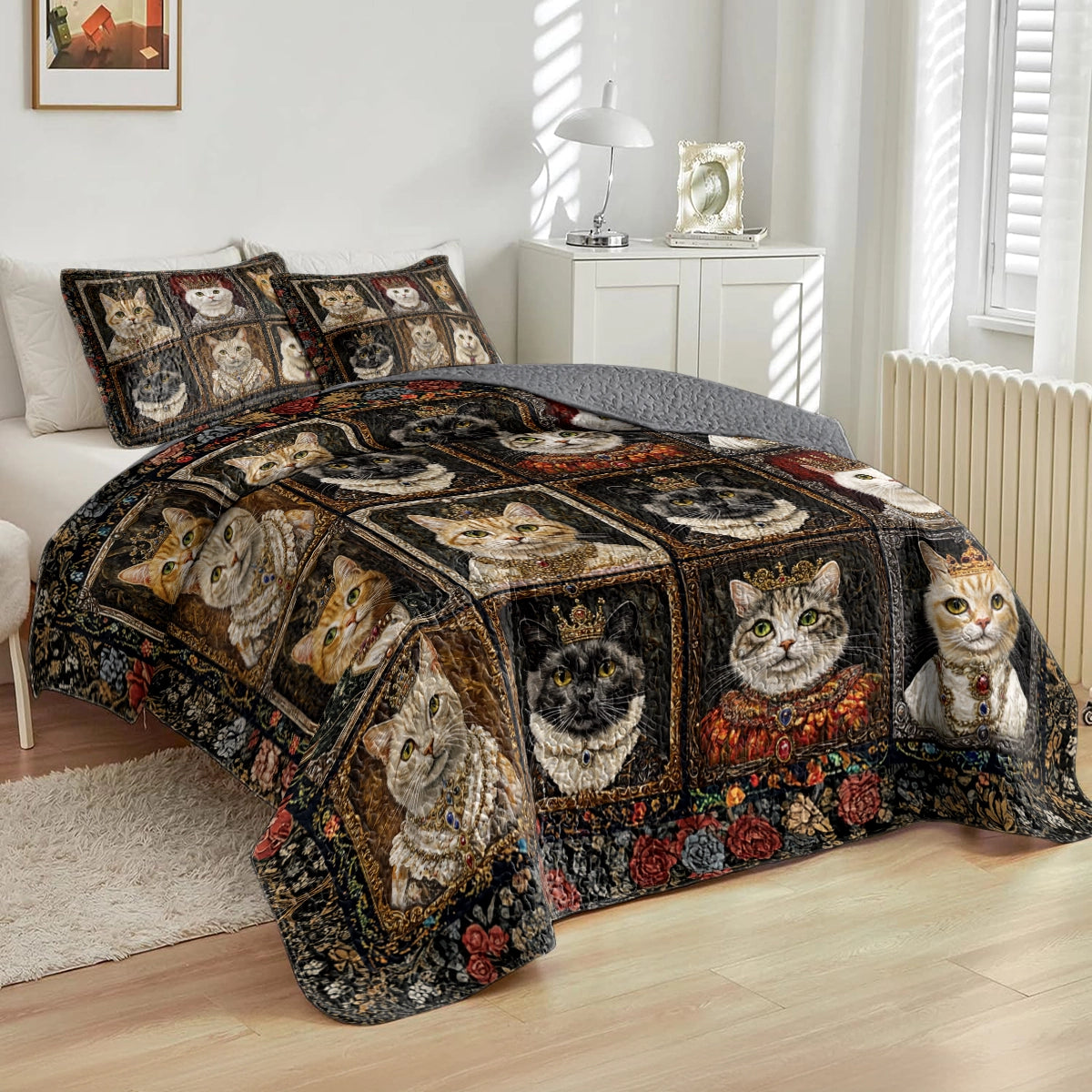 Shineful All Season Quilt 3-Piece Set - Feline Majesty