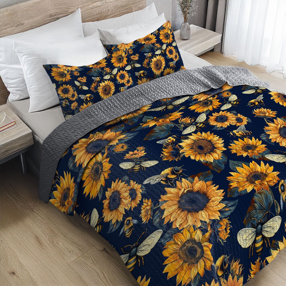 Shineful All Season Quilt 3-Piece Set Bee & Sunflower Vibes