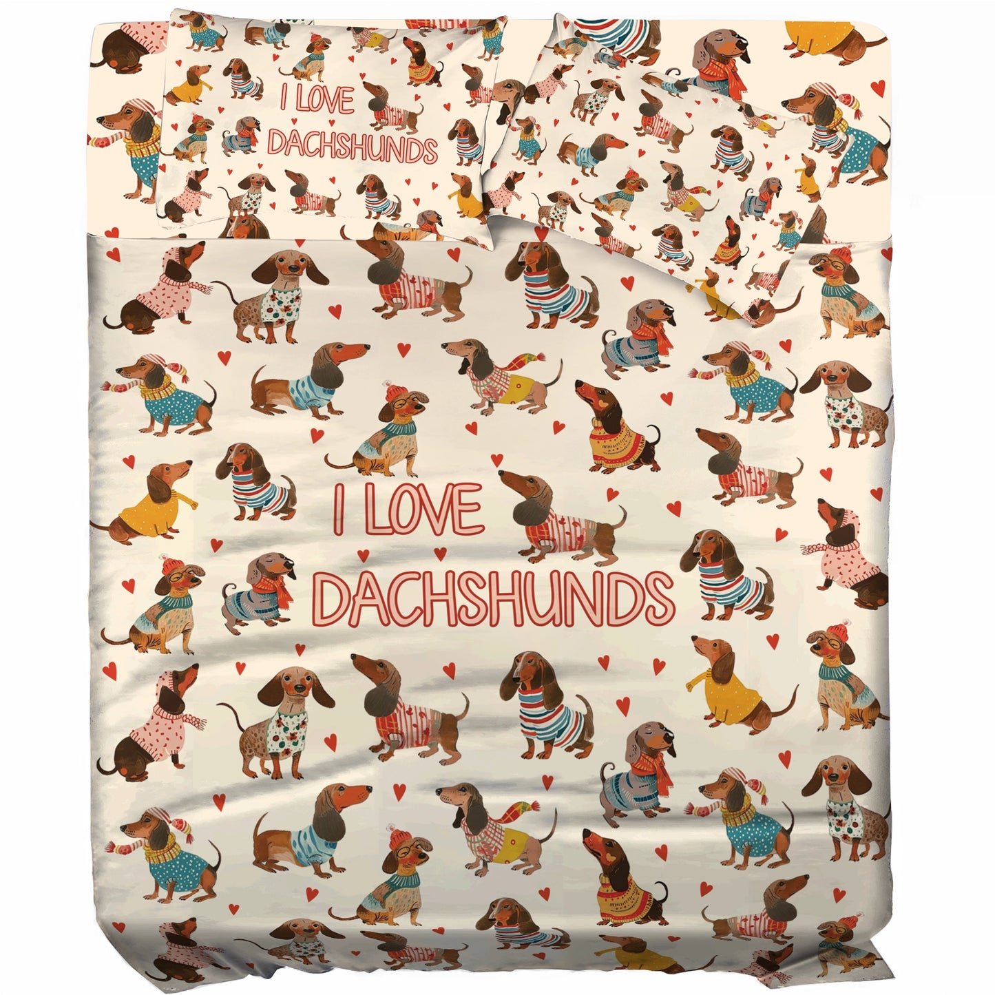 Shineful 4-Piece Bed Sheet Set Dachshund  Lovely Delight