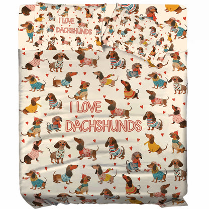 Shineful 4-Piece Bed Sheet Set Dachshund  Lovely Delight