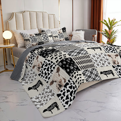Shineful All Season Quilt 3-Piece Set Farmhouse Cow Patchwork