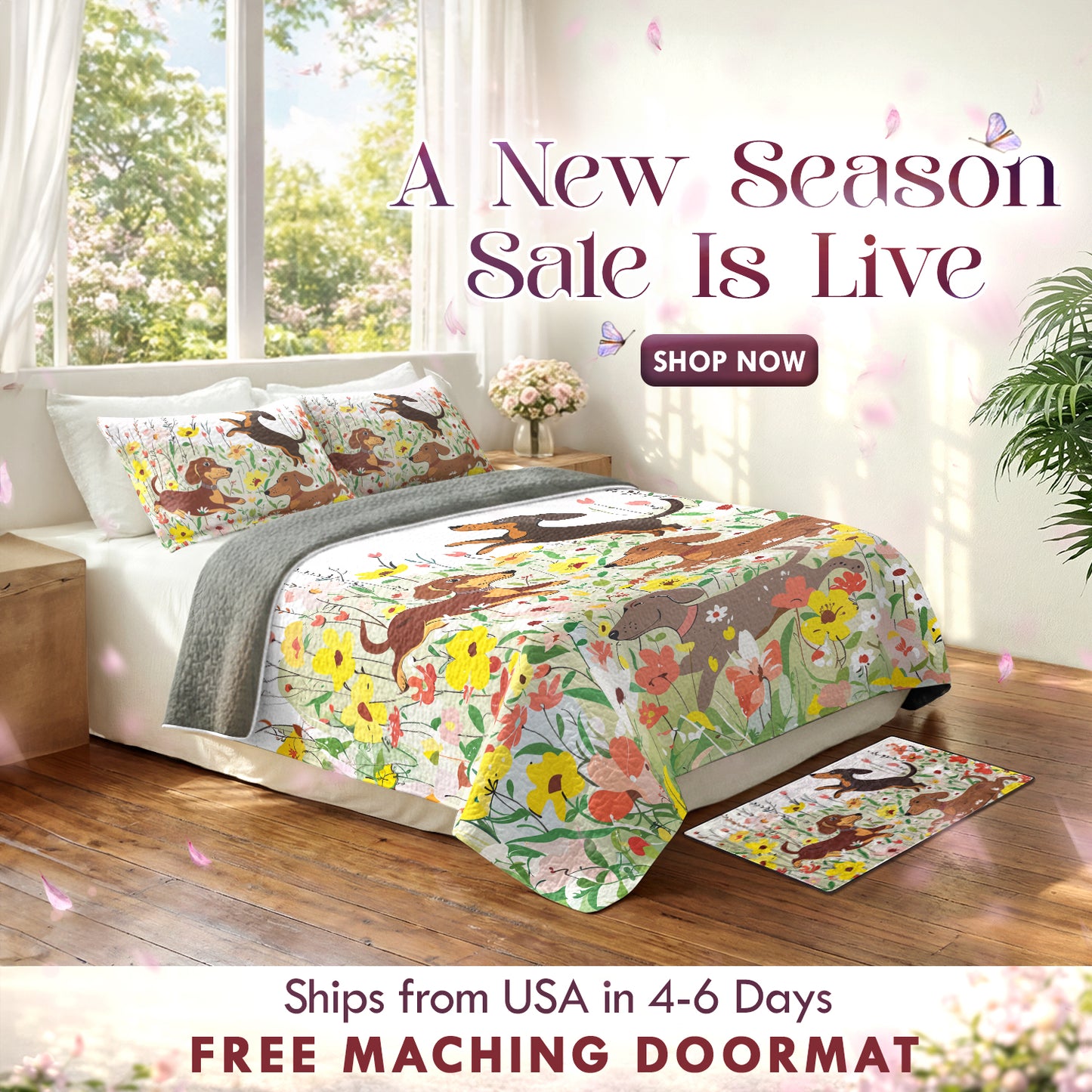 Shineful Quilt 3-Piece Set Spring Pup Joy