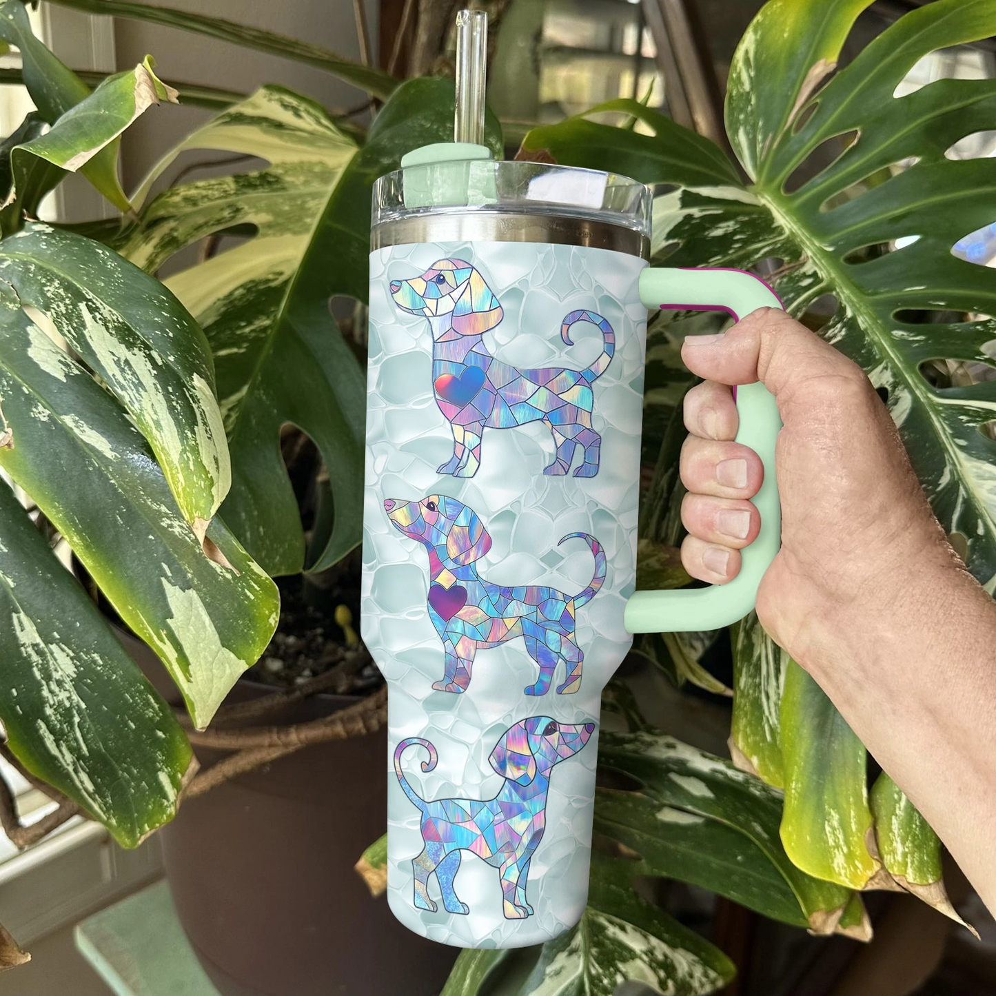 Shineful Glossy Tumbler Stained Glass Dachshunds