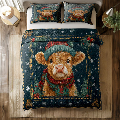Shineful All Season Quilt 3-Piece Set Christmas Baby Cow