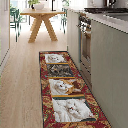 Shineful Ultra-Thin Non Skid Floor Mat, Kitchen Rugs Sleepy Cats