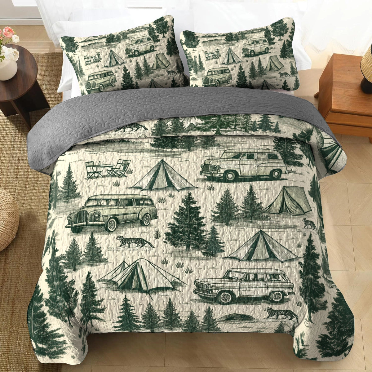 Shineful All Season Quilt 3-Piece Set - Rustic Camping Adventure