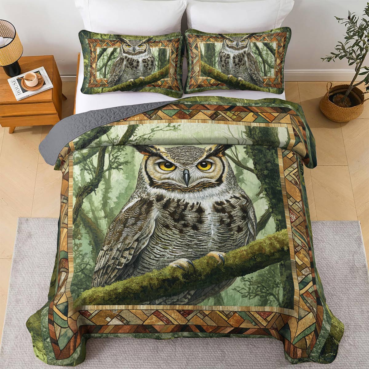 Shineful All Season Quilt 3-Piece Set Wise Owl
