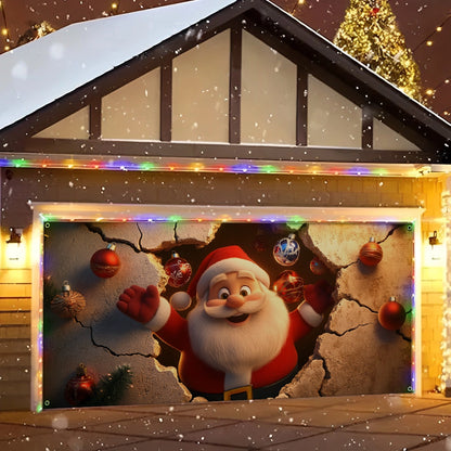 Shineful Garage Door Banner Decoration - Santa's Festive Breakthrough