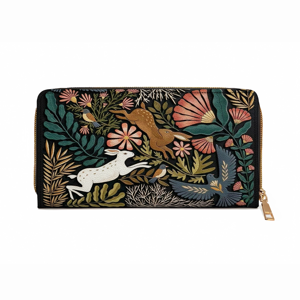 Shineful Leather Clutch Purse With Wristlet Strap Handle Forest Tale
