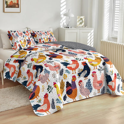 Shineful All Season Quilt 3-Piece Set Colorful Rooster
