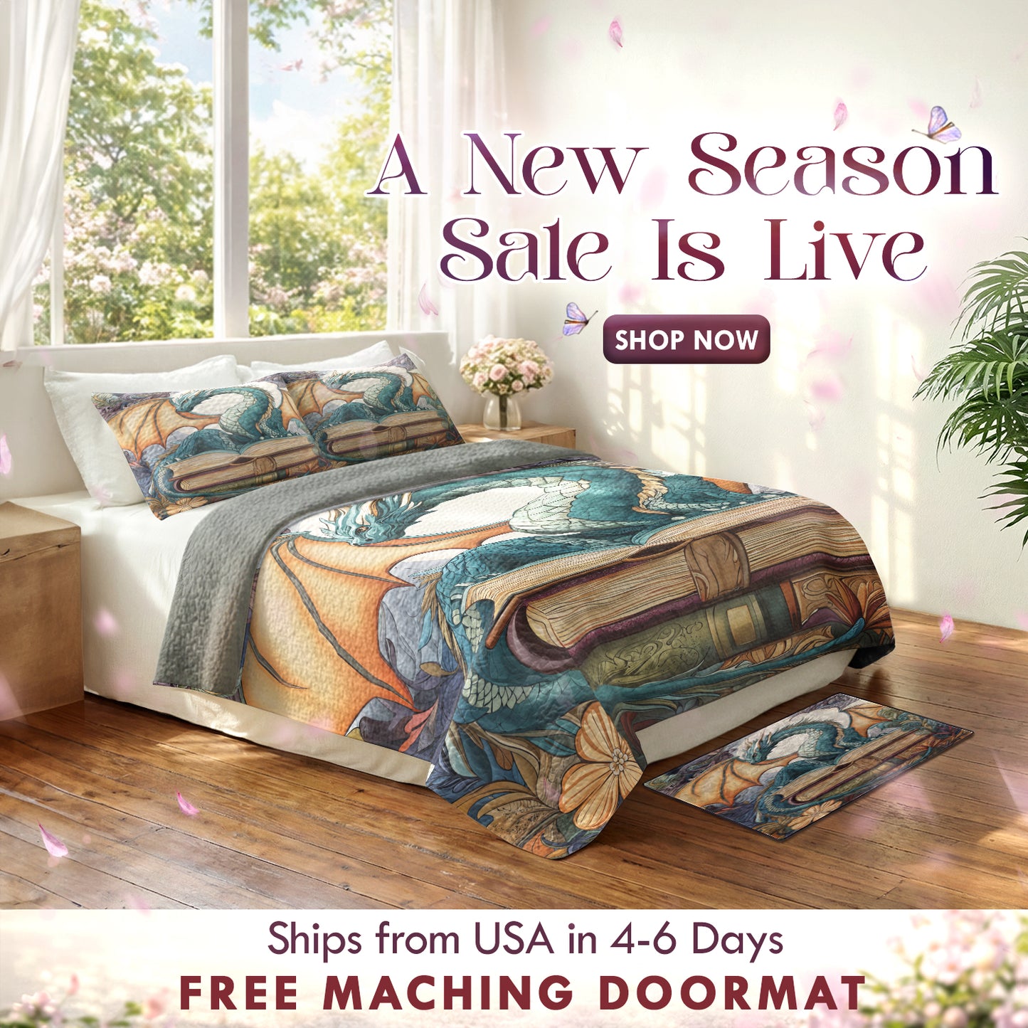 Shineful Quilt 3-Piece Set Dragon Tale