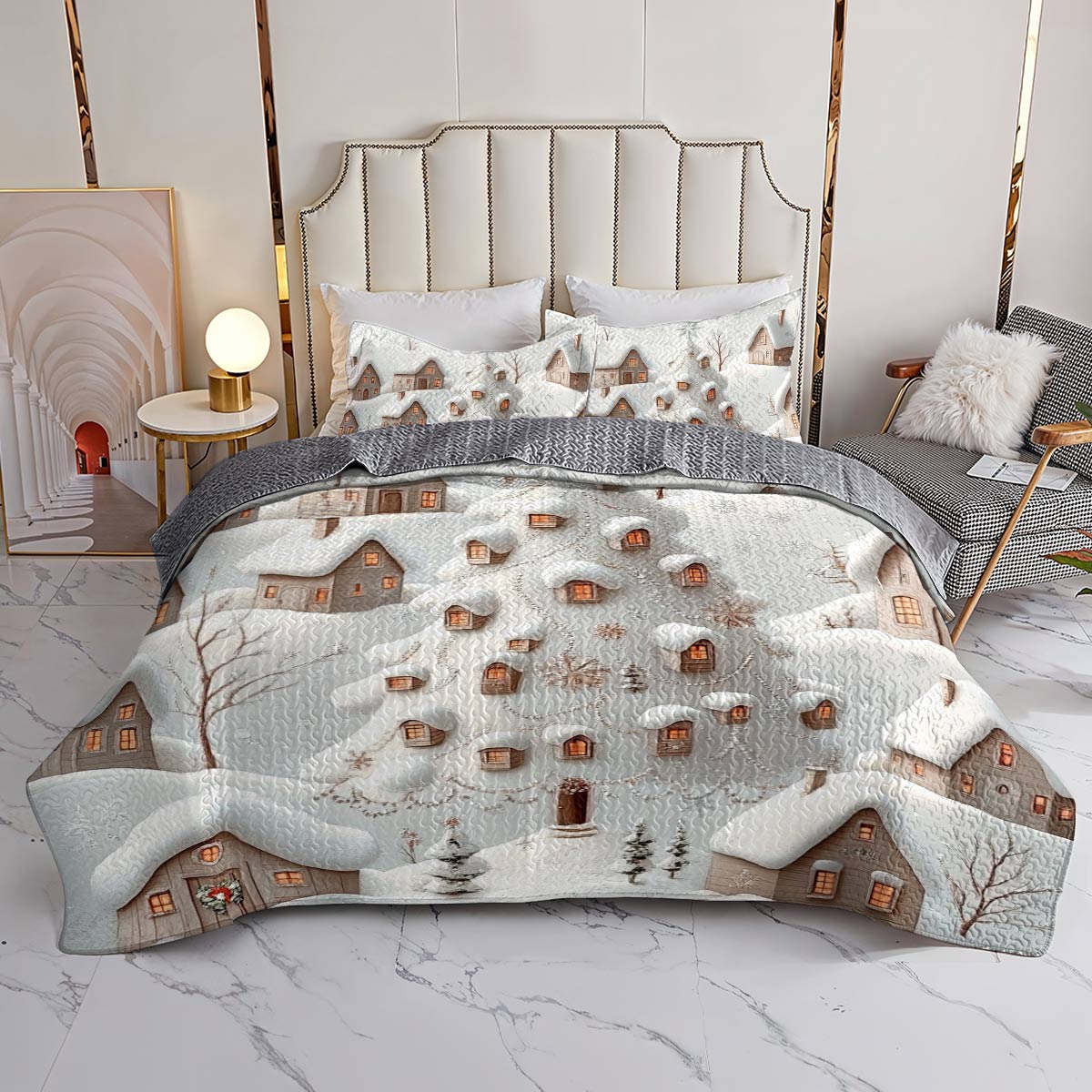 Shineful All Season Quilt 3-Piece Set Hometown Christmas Lovely