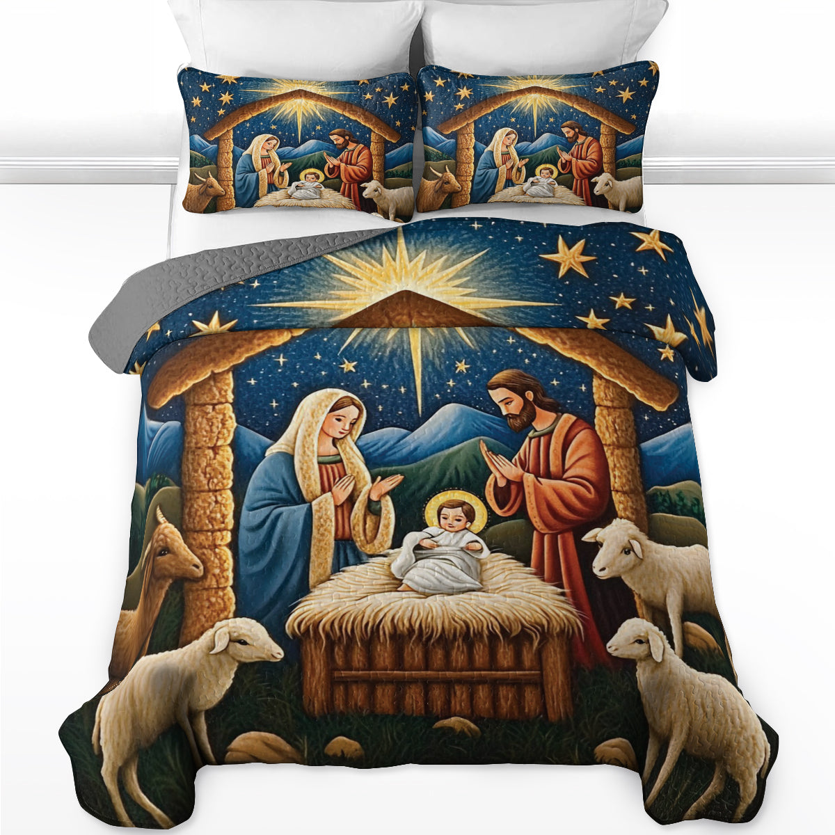 Shineful All Season Quilt 3-Piece Set The Birth Of Jesus
