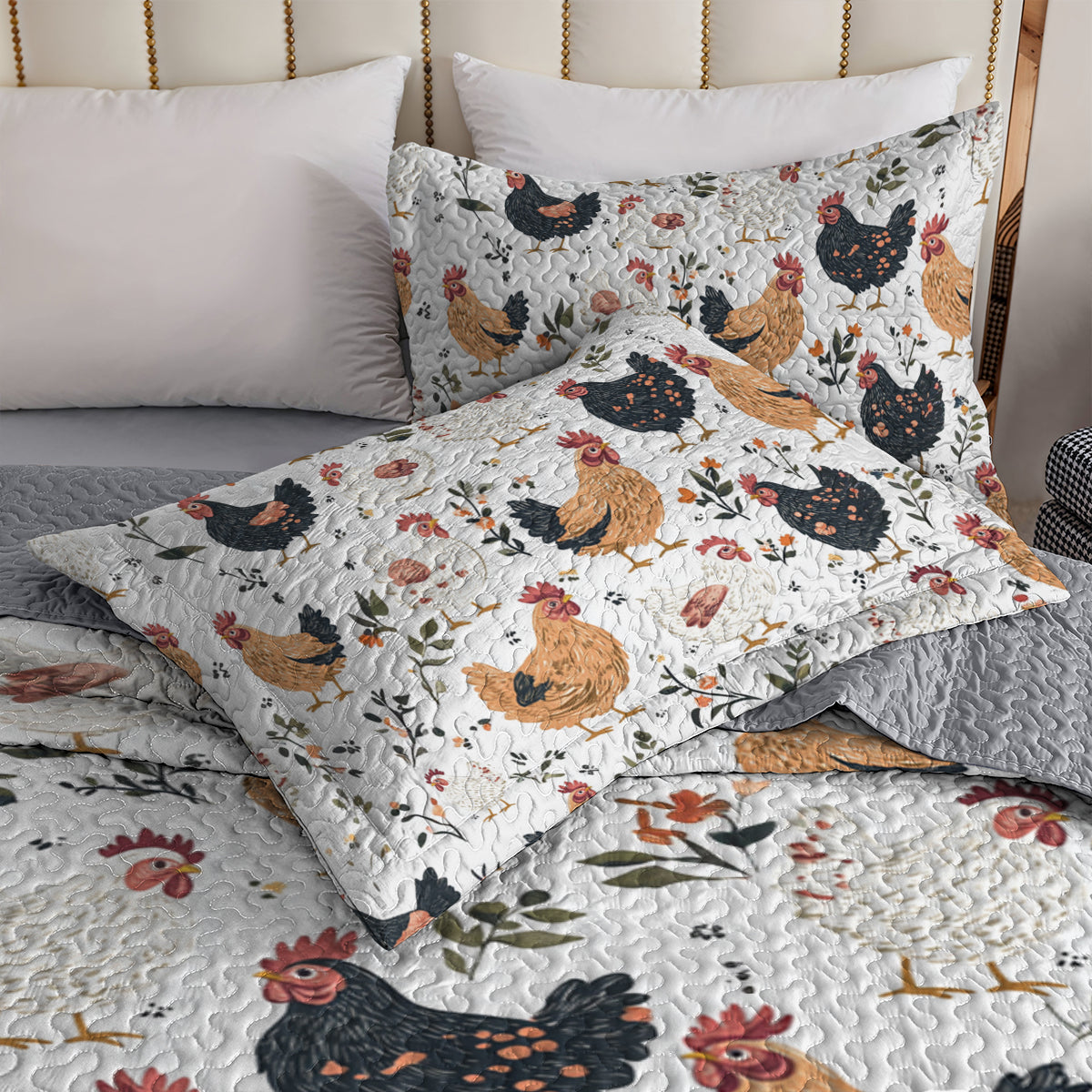 Shineful All Season Quilt 3-Piece Set Farmhouse Chicken