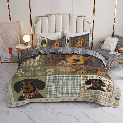 Shineful All Season Quilt 3-Piece Set - Dachshund's Bedtime