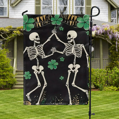 Shineful Gargen Flag 12" x 18" - Shamrock Skeleton Dance