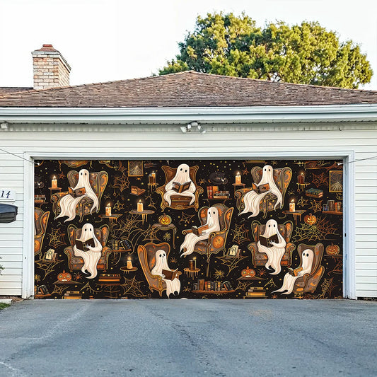 Shineful Garage Door Banner Decoration - Halloween Ghostly Book Club
