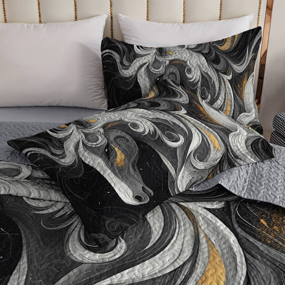 Shineful All Season Quilt 3-Piece Set Abstract Horse Cowboy