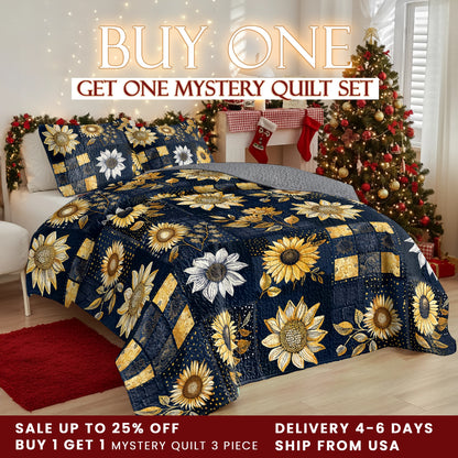 Shineful Quilt 3-Piece Set Inelegance Sunflowers