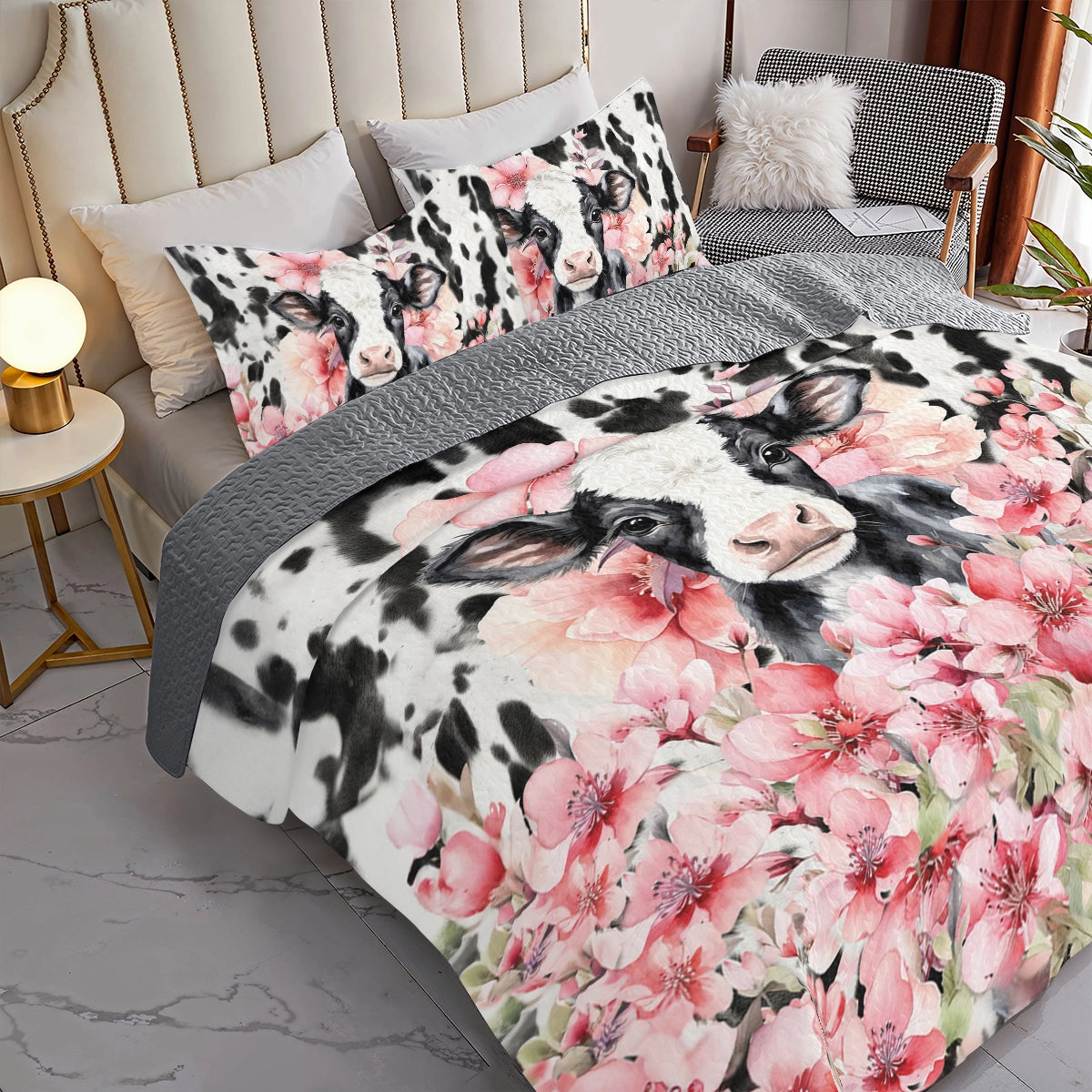 Shineful All Season Quilt 3-Piece Set Blossom Cow Dreams
