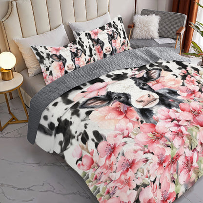 Shineful All Season Quilt 3-Piece Set Blossom Cow Dreams