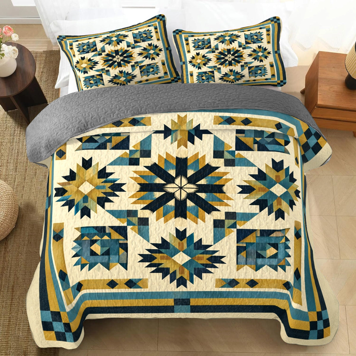 Shineful All Season Quilt 3-Piece Set Desert Compass Star