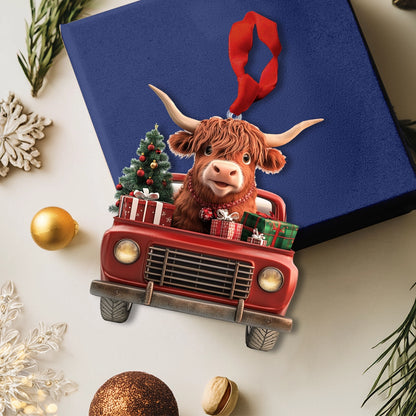 Shineful 2D Acrylic Ornament Highland Holiday Hauler