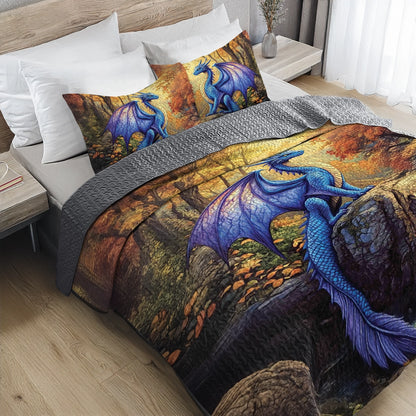 Shineful All Season Quilt 3-Piece Set - Guardian Dragon Waterfall