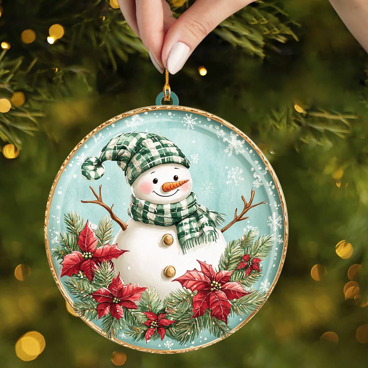 Shineful 2D Acrylic Ornament Frosty Plaid Snowman