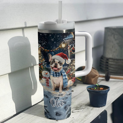 Shineful Tumbler Personalized Frenchie Winter Wonderland