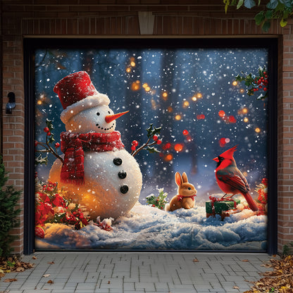 Shineful Garage Door Banner Decoration Cheerful Forest Snowman