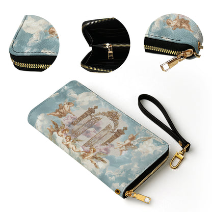 Shineful Leather Clutch Purse With Wristlet Strap Handle Heaven’s Gate
