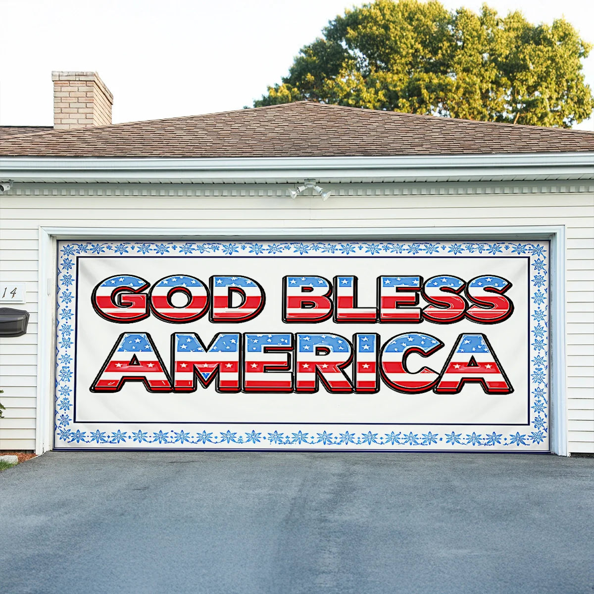 Shineful Garage Door Banner Decoration God Bless America