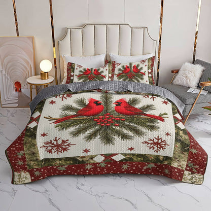 Shineful All Season Quilt 3-Piece Set - Cardinal Winter Warmth