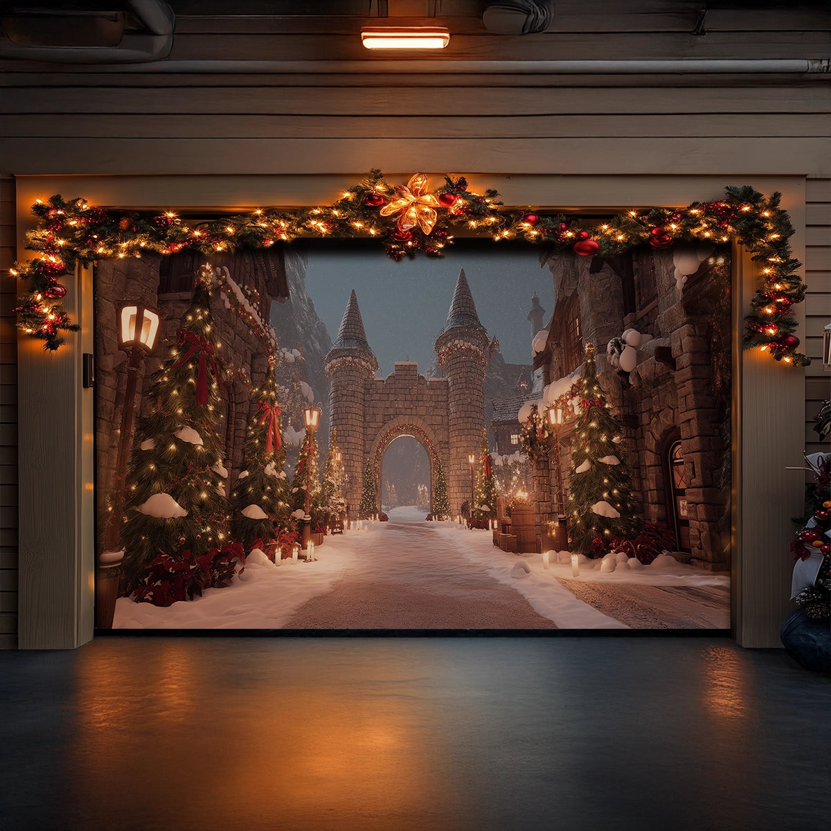 Shineful Garage Door Banner Decoration Christmas Castle Gateway
