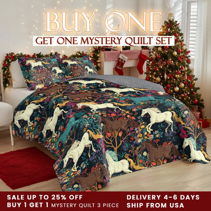 Shineful Quilt 3-Piece Set Horse Flower