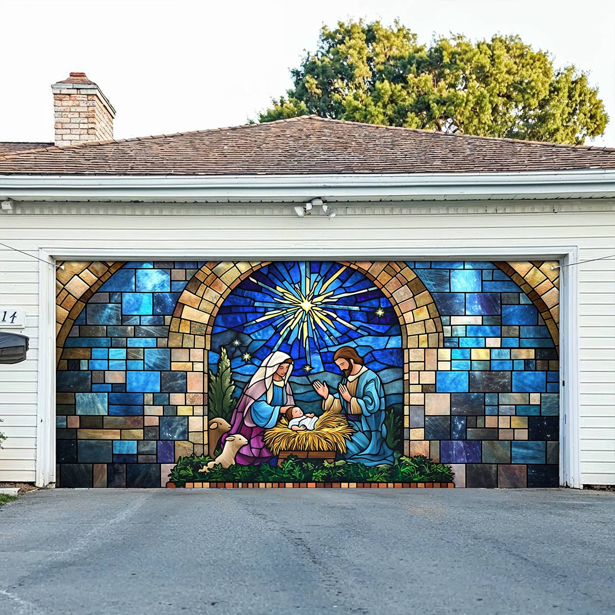 Shineful Garage Door Banner Decoration Divine Grace