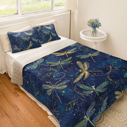 Shineful All Season Quilt 3-Piece Set Enchanted Dragonfly