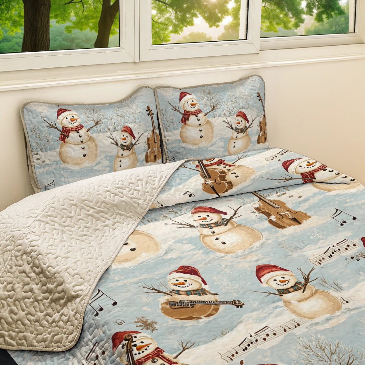 Shineful All Season Quilt 3-Piece Set Christmas Frosty Tunes