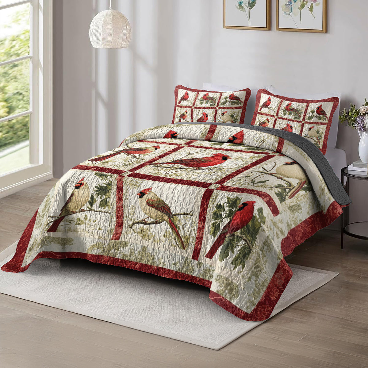 Shineful All Season Quilt 3-Piece Set Cardinal Patchwork