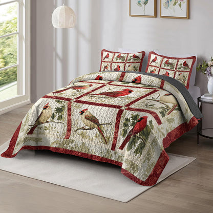 Shineful All Season Quilt 3-Piece Set Cardinal Patchwork
