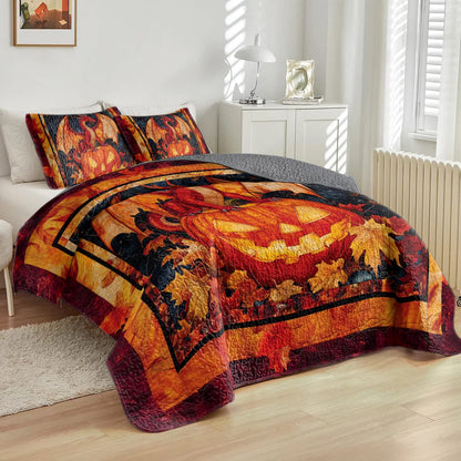 Shineful All Season Quilt 3-Piece Set Fiery Fall Dragon