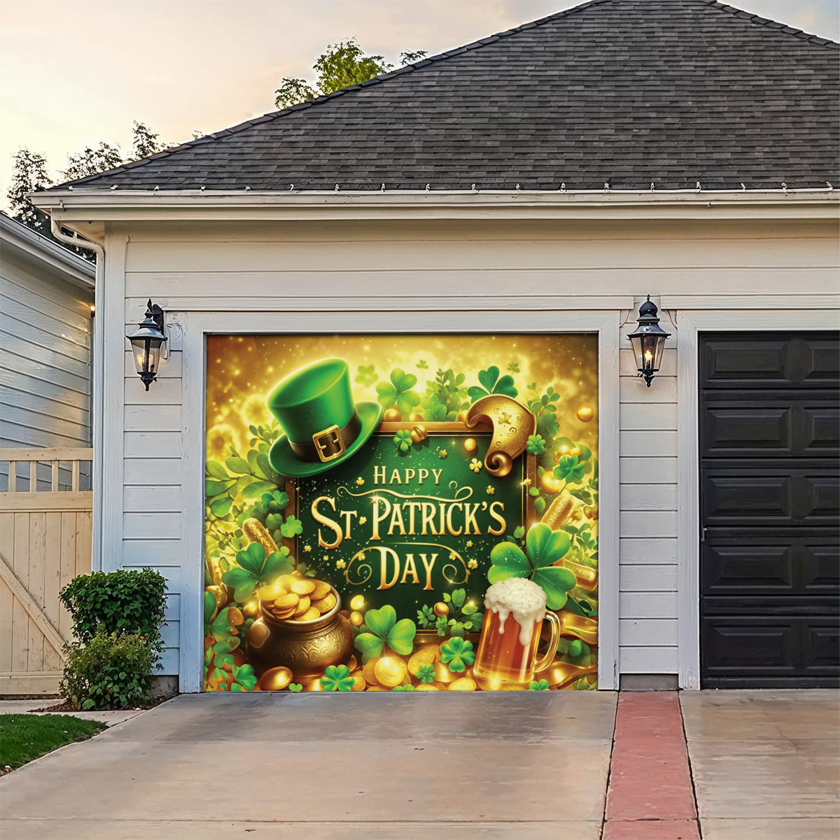 Shineful Garage Door Banner Decoration Golden Irish Luck