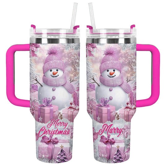 Shineful Tumbler Personalized Frosty Pink Christmas
