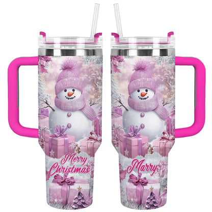 Shineful Tumbler Personalized Frosty Pink Christmas