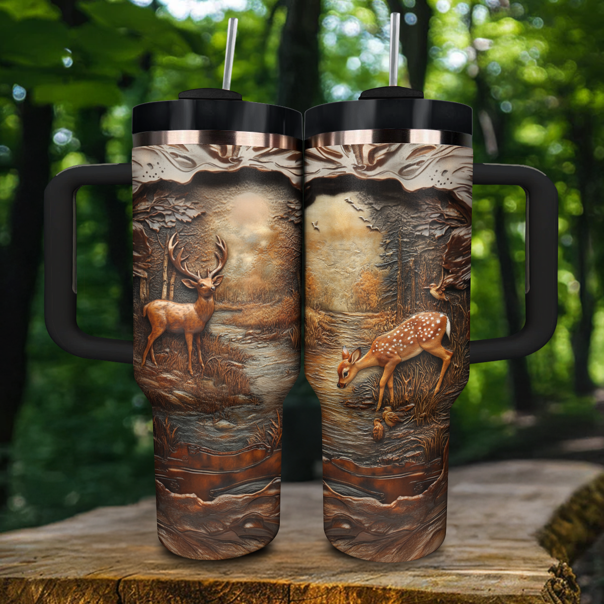 Shineful Tumbler Majestic Deer Wood