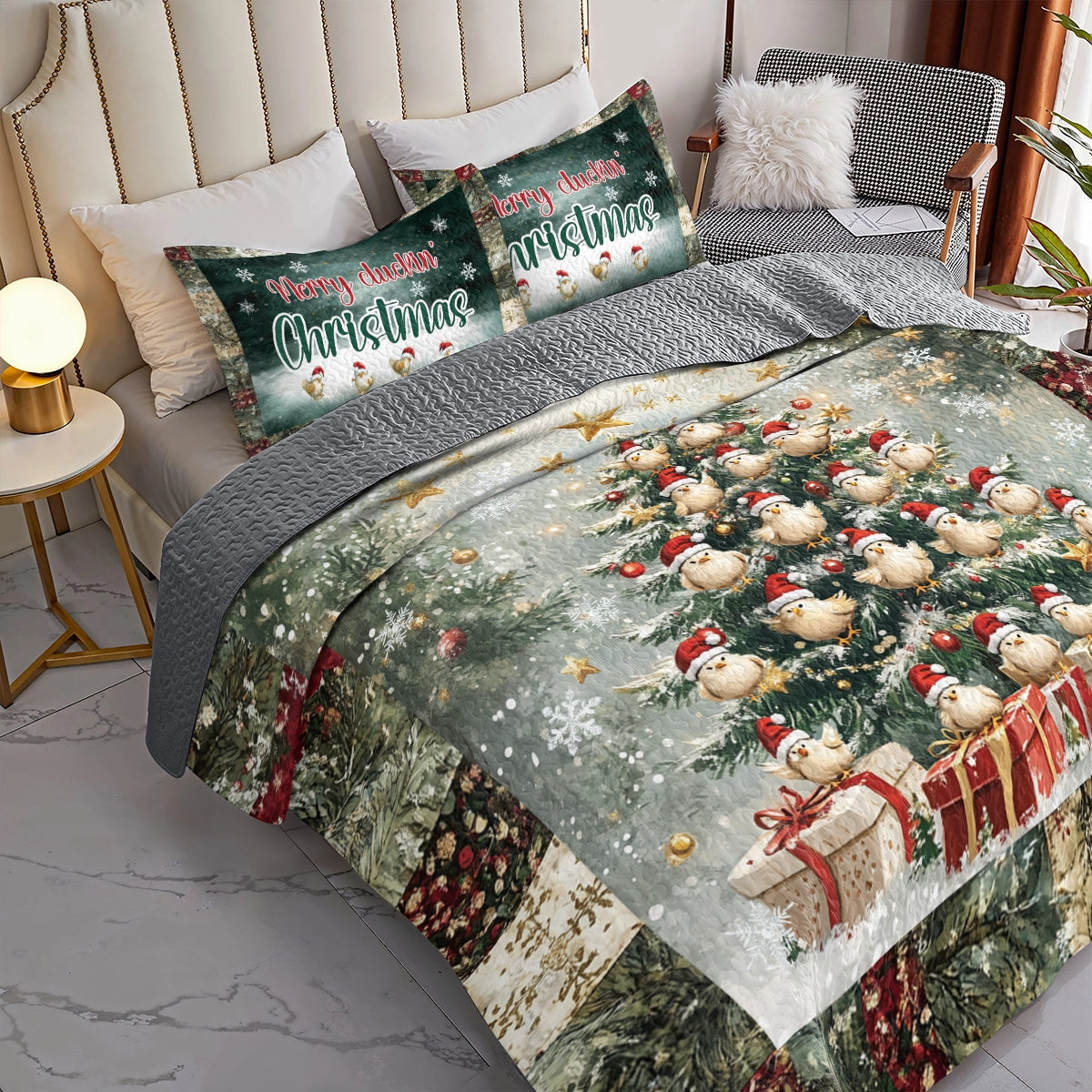 Shineful All Season Quilt 3-Piece Set - Merry Cluckin' Christmas